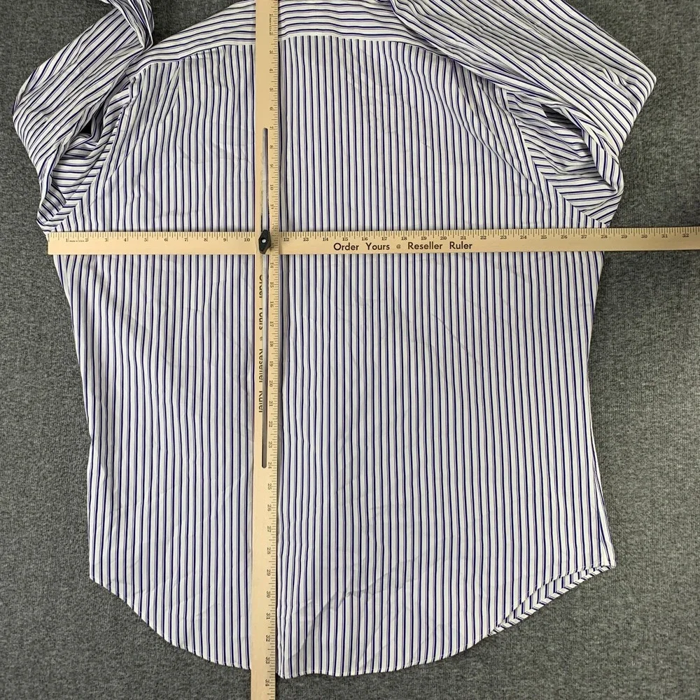Vintage Polo Ralph Lauren Dress Shirt Men 17.5 White Striped Classy Regent NEW